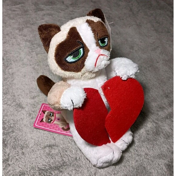 Grumpy Cat Plush Stuffed Animal Toy with Broken Heart Valentine's Day 9" - Picture 3 of 16